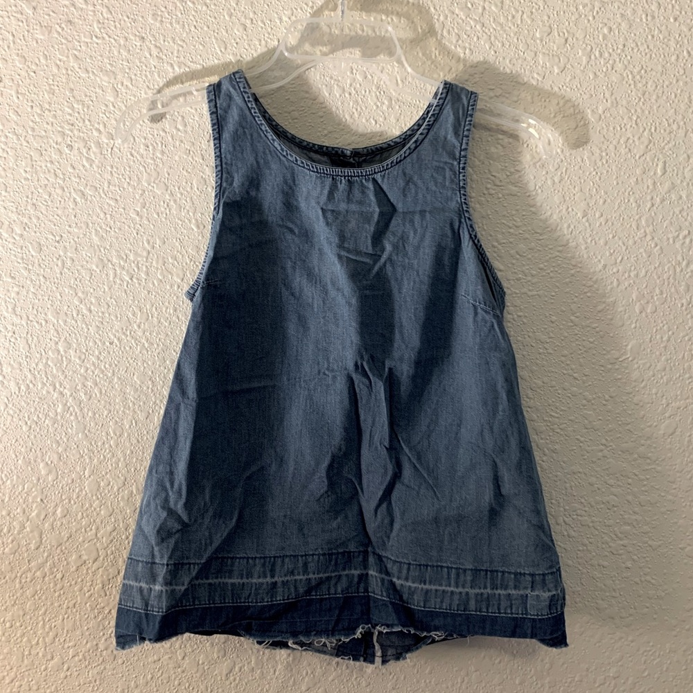 Chambray tank top with button-up back